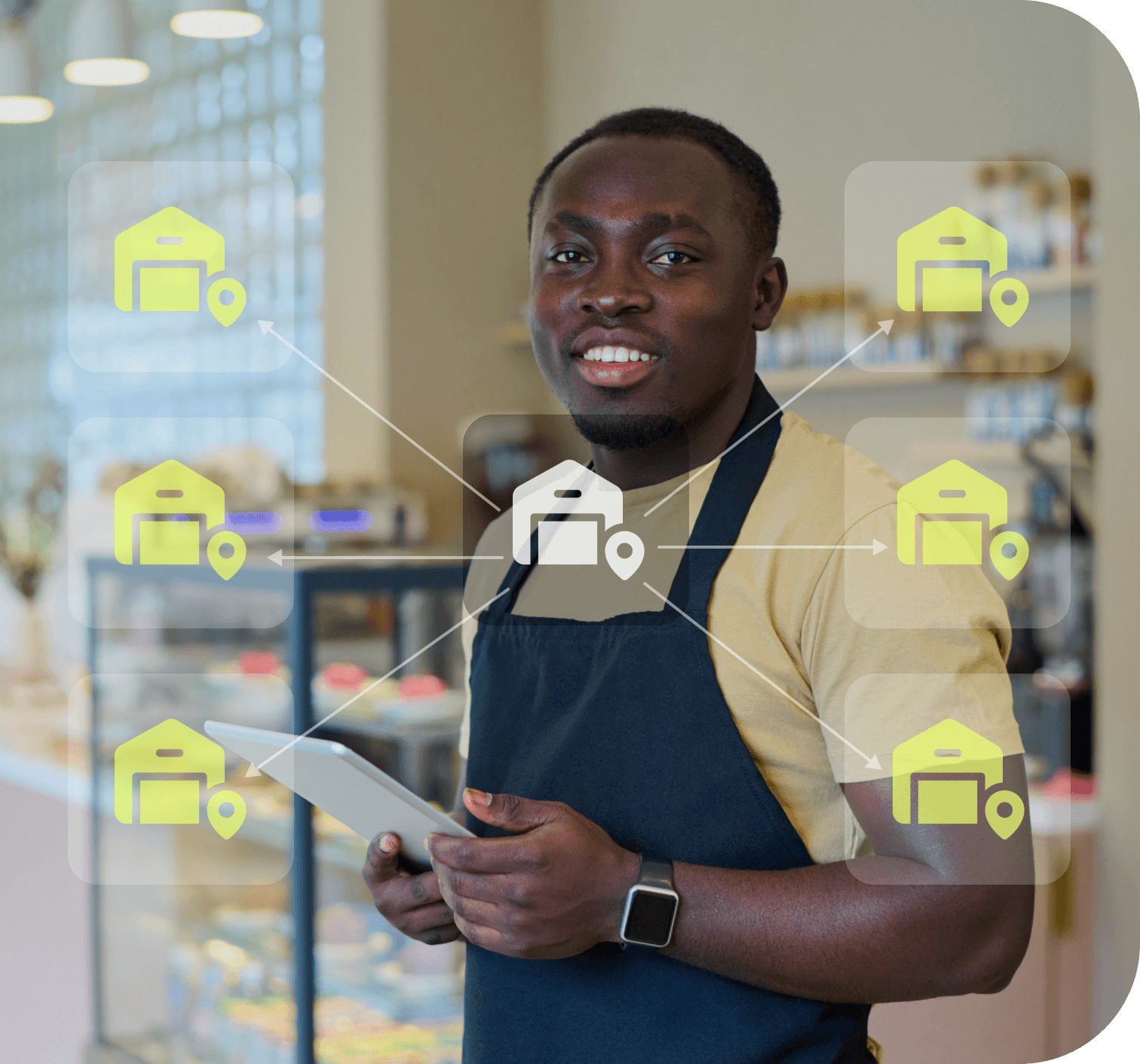 waiter taking order with tablet